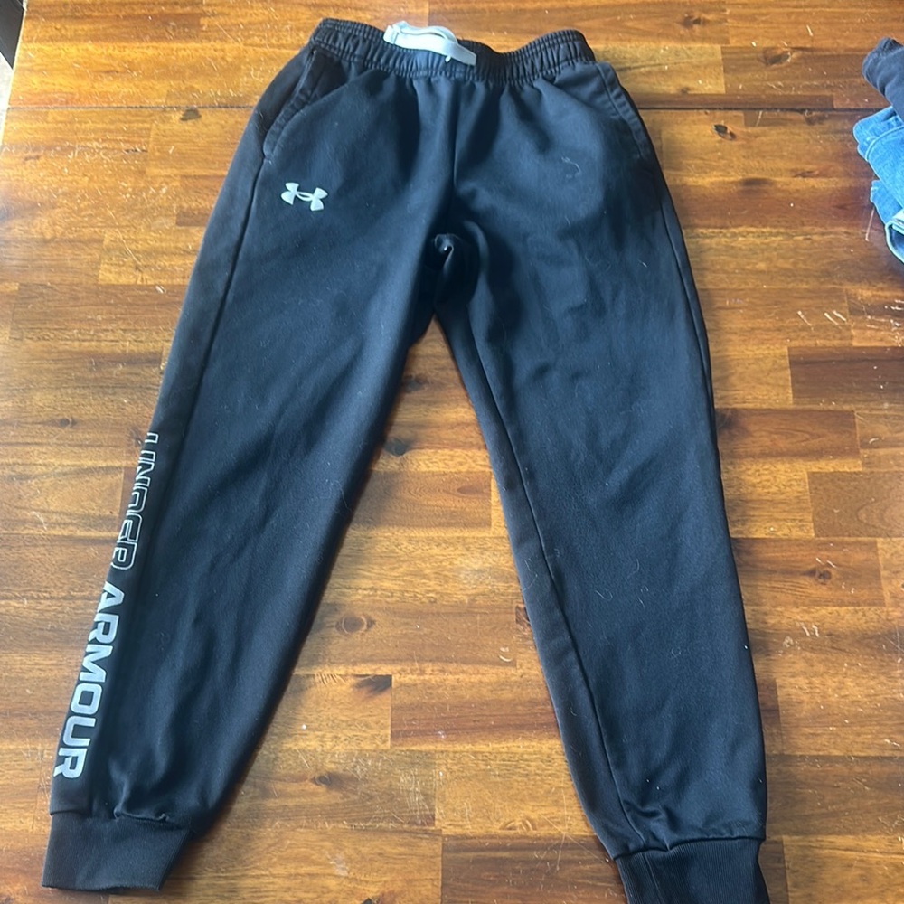 Under Armour Black Sweatpants with Tapered Leg and Elastic Cuffs